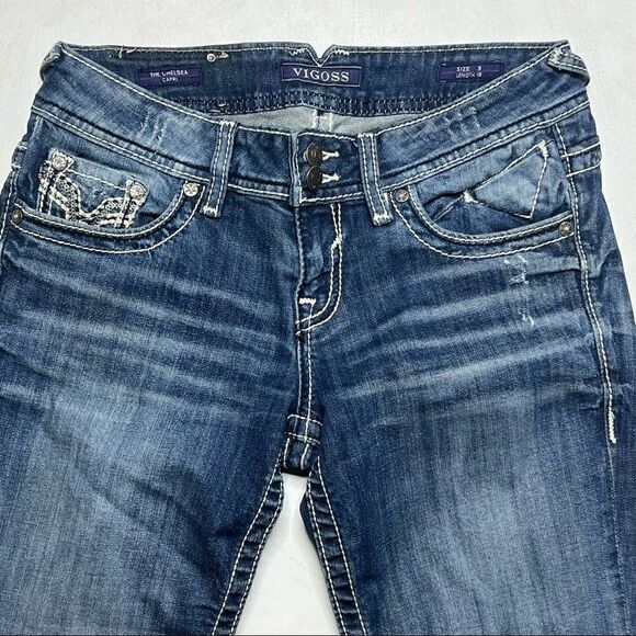 Vigoss | Factory Distressed Denim Capri’s - Picture 2 of 9